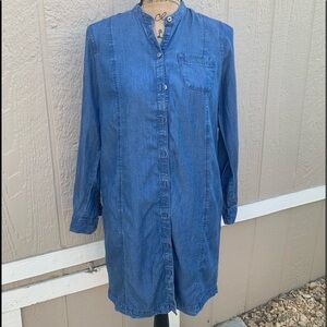 J Jill Denim Womens Chambray Dress Button Up XS